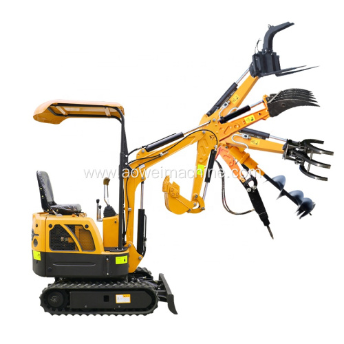 Mini Excavator With Attachments Auger Hammer Grab